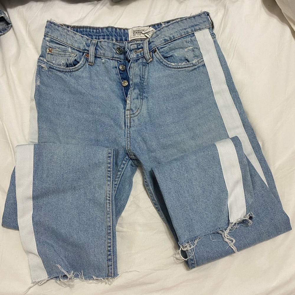 Zara jeans with white stripe
